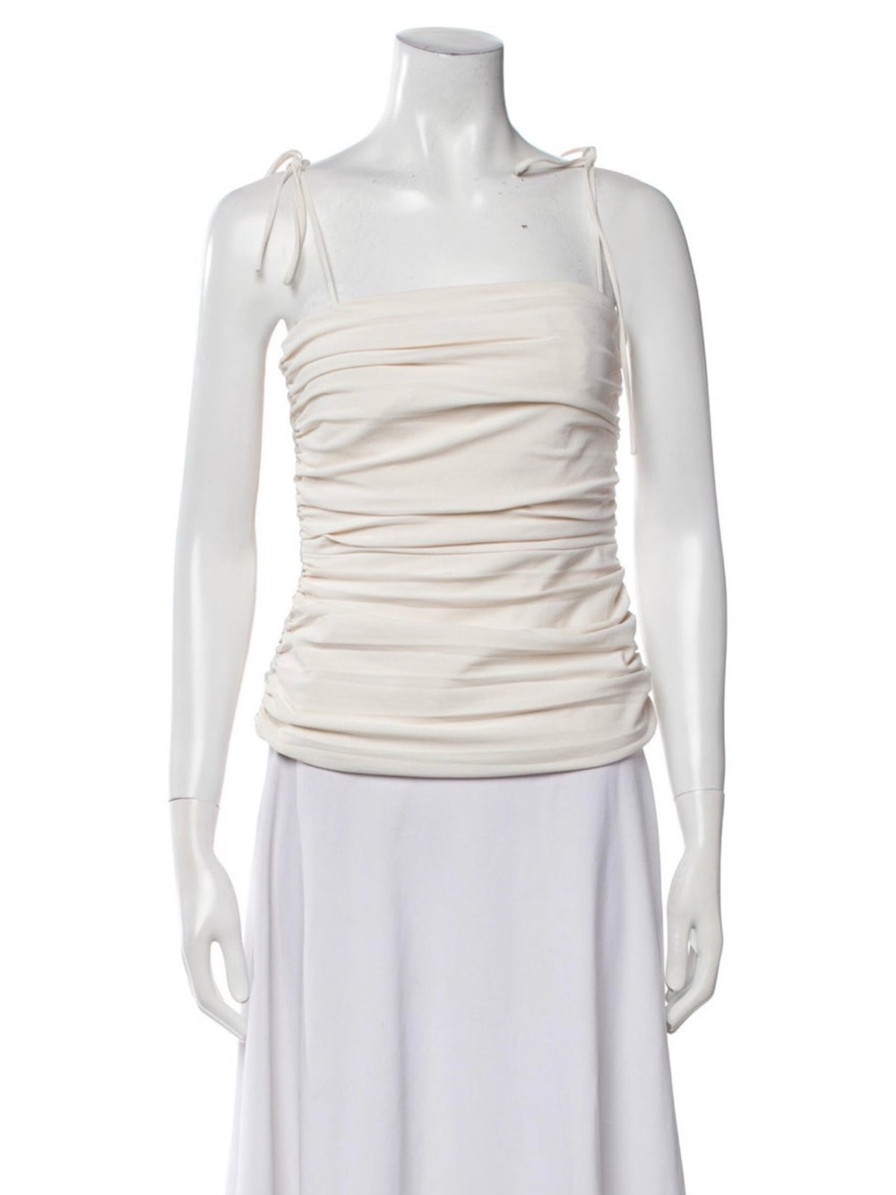 cinq a sept Cream Ruched Tie-Shoulder Camisole